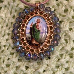 St. Jude Necklace with leather-strand only